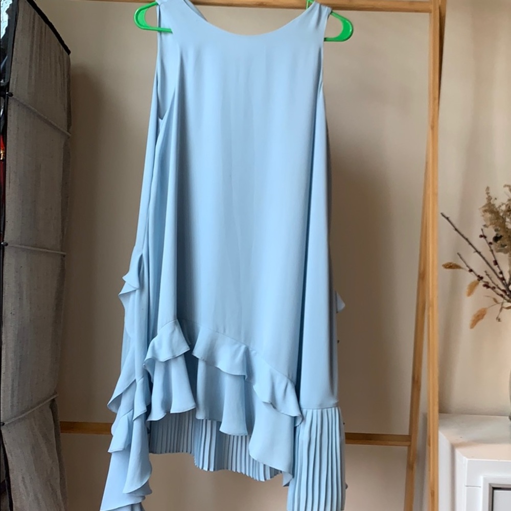 STH sleeveless blue dress geometric design sizeS